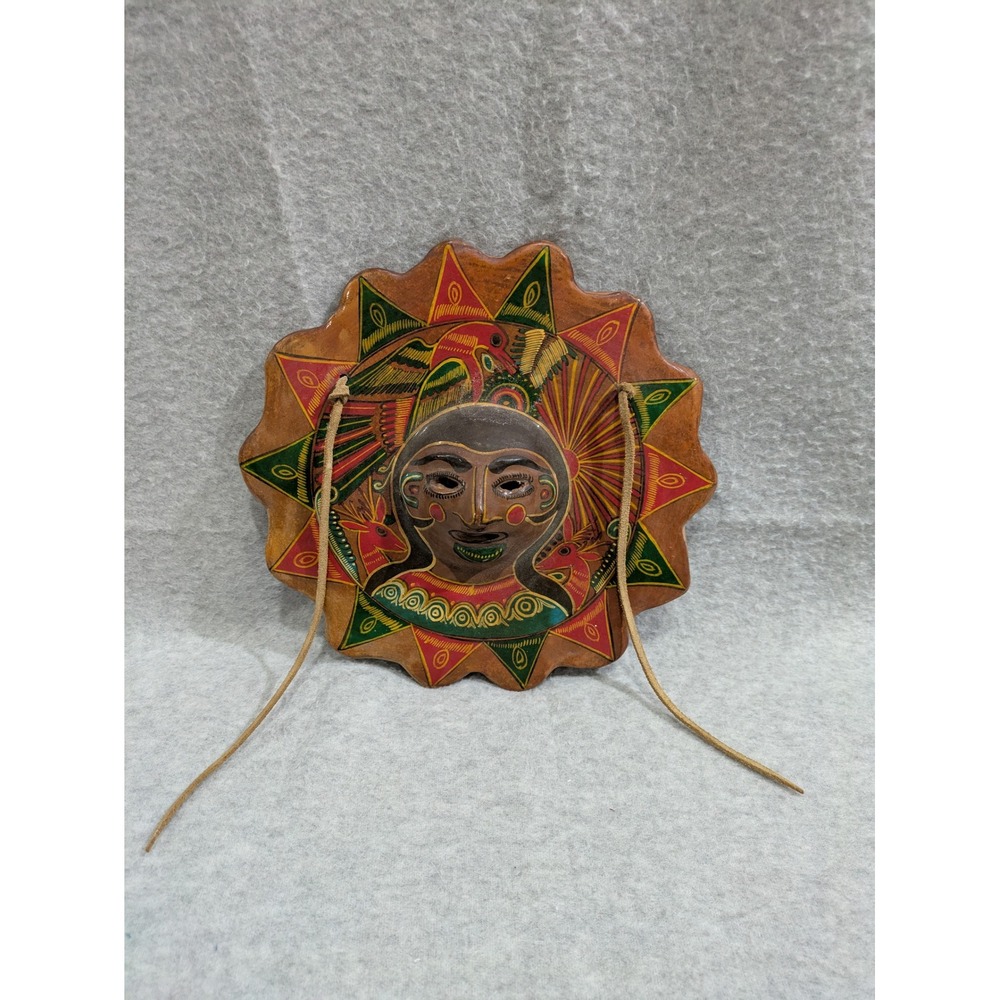 Mexican Folk Art Wood Wall Decor Garden Hanging Pottery Mexico‎ Handmade